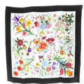 Gucci Flora Print Silk Twill Scarf White Black