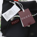 Gucci Flora Print Silk Twill Scarf White Black — view 2