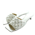 Bottega Veneta Padded Quilted Mules Sandals Square Toe 36 Silver Color
