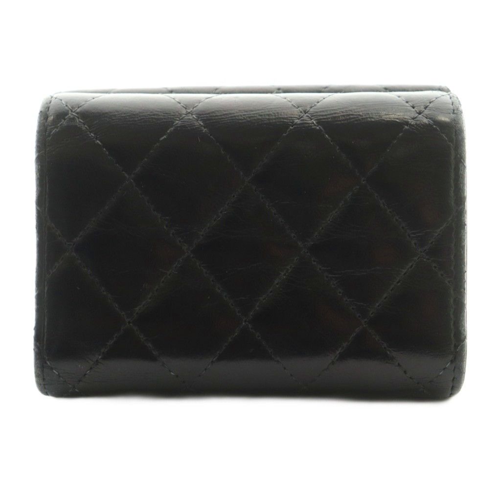 Chanel Quilted Small Flap Wallet Trifold Compact CC Logo One Point Lambskin — view 3