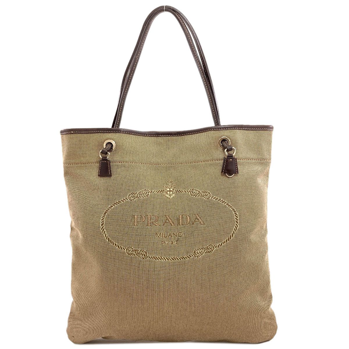 Prada Logo Jacquard Tote Canvas