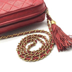 Chanel CC Logo Fringe Chain Shoulder Bag Red — view 7
