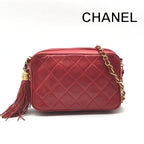 Chanel CC Logo Fringe Chain Shoulder Bag Red