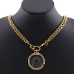 Chanel Loupe Pendant 2 Rows Vintage Gold Plated Necklace — view 2