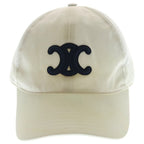Celine Triomphe Patch Logo Cotton 6 Panel Baseball Cap Hat White — view 4