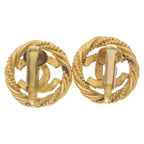 Chanel Logo Round Earrings Gold — view 2