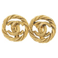Chanel Logo Round Earrings Gold
