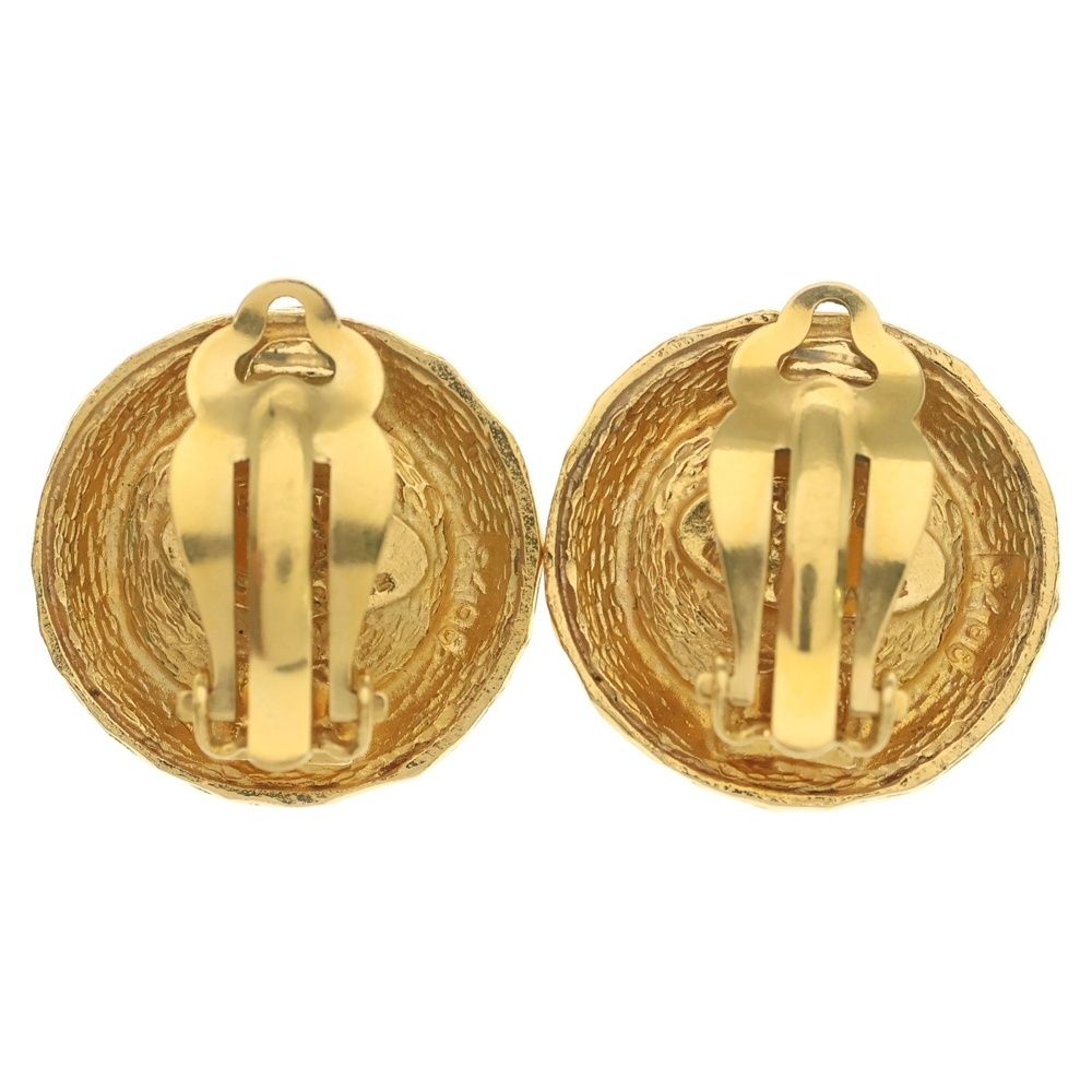 Chanel Faux Pearl Logo Round Earrings Gold — view 2
