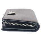 Prada Compact Wallet Bifold Coin Case Black Leather Nylon Silver — view 3