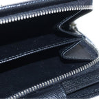 Prada Compact Wallet Bifold Coin Case Black Leather Nylon Silver — view 5