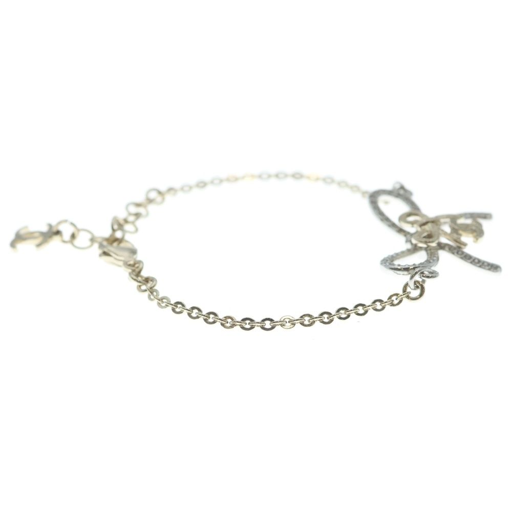 Chanel CC Logo Ribbon Rhinestone Bracelet Gold — view 3