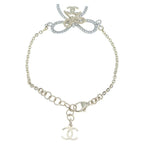Chanel CC Logo Ribbon Rhinestone Bracelet Gold — view 2
