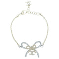 Chanel CC Logo Ribbon Rhinestone Bracelet Gold