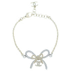 Chanel CC Logo Ribbon Rhinestone Bracelet Gold