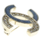 Chanel CC Logo Rhinestone Denim Brooch — view 3