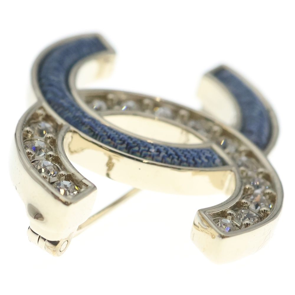 Chanel CC Logo Rhinestone Denim Brooch — view 3