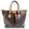 Louis Vuitton Monogram Palermo PM Tote Shoulder Bag Brown Leather Gold