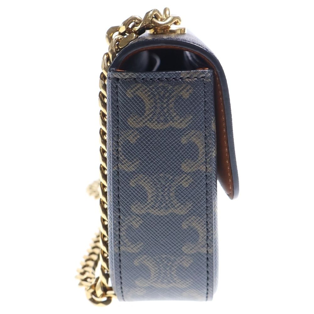 Celine Triomphe Mini Shoulder Bag Chain Brown Leather Gold — view 3