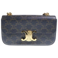 Celine Triomphe Mini Shoulder Bag Chain Brown Leather Gold