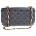 Celine Triomphe Mini Shoulder Bag Chain Brown Leather Gold — view 2
