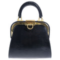 Dior Clasp 2-Way Mini Shoulder Bag Black Leather Gold