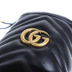 Gucci GG Marmont Quilted Mini Bucket Bag Chain Black Leather Gold — view 5