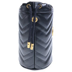 Gucci GG Marmont Quilted Mini Bucket Bag Chain Black Leather Gold — view 3
