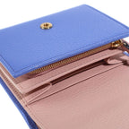 Gucci GG Marmont Bifold Wallet Trifold Coin Case Blue Purple Pink Leather Gold — view 6