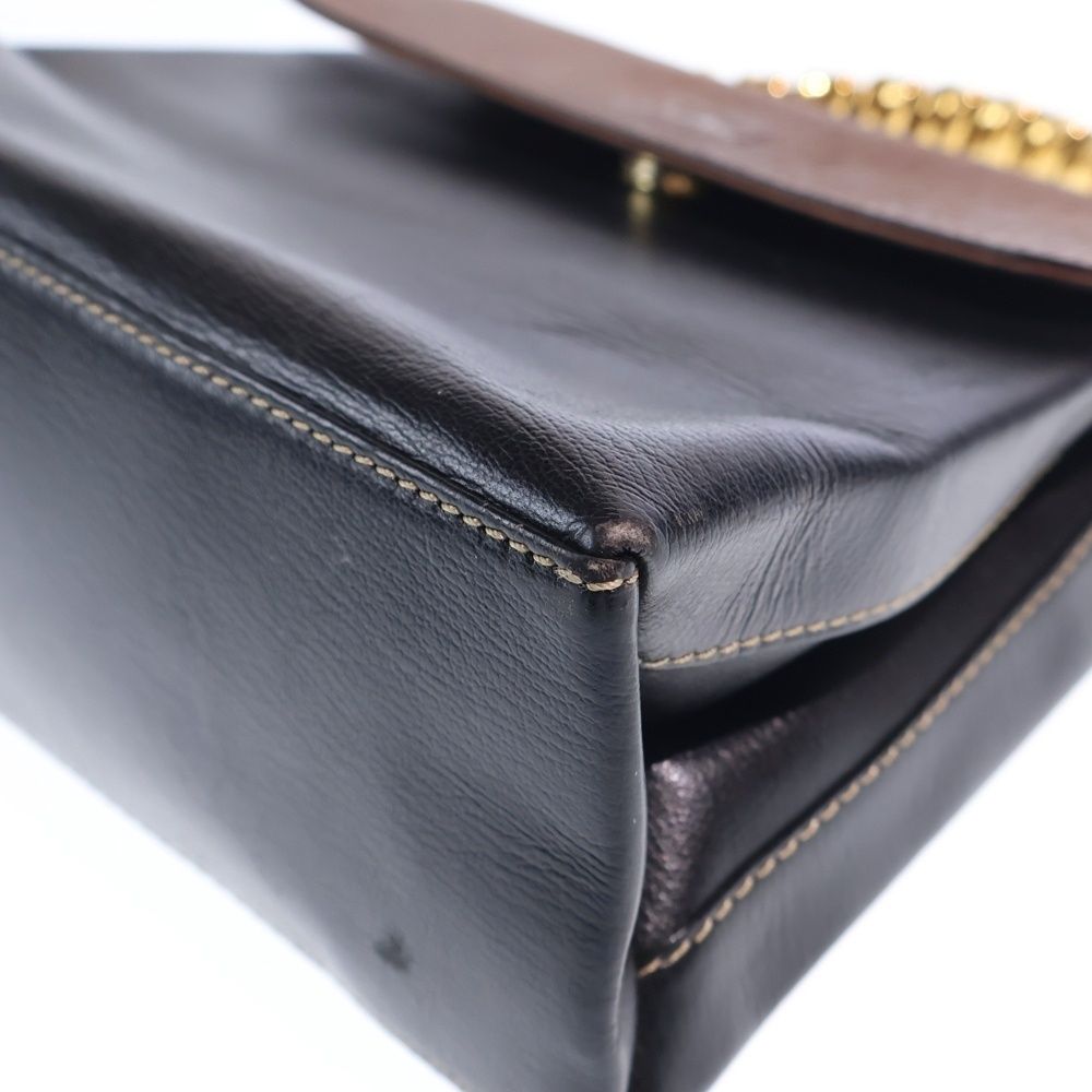 Loewe Velazquez Handbag Brown Black Leather Gold — view 5