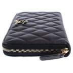 Chanel Rhinestone CC Logo Quilted Zip Around Wallet Card Case Black Caviar — view 3