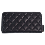 Chanel Rhinestone CC Logo Quilted Zip Around Wallet Card Case Black Caviar — view 2