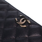 Chanel Rhinestone CC Logo Quilted Zip Around Wallet Card Case Black Caviar — view 4