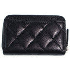 Chanel Quilted Coin Case Mini Wallet Black Caviar Leather Silver — view 2