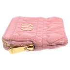 Dior Caro Cannage Lambskin Leather Fragment Card Coin Case Gold Pink — view 3