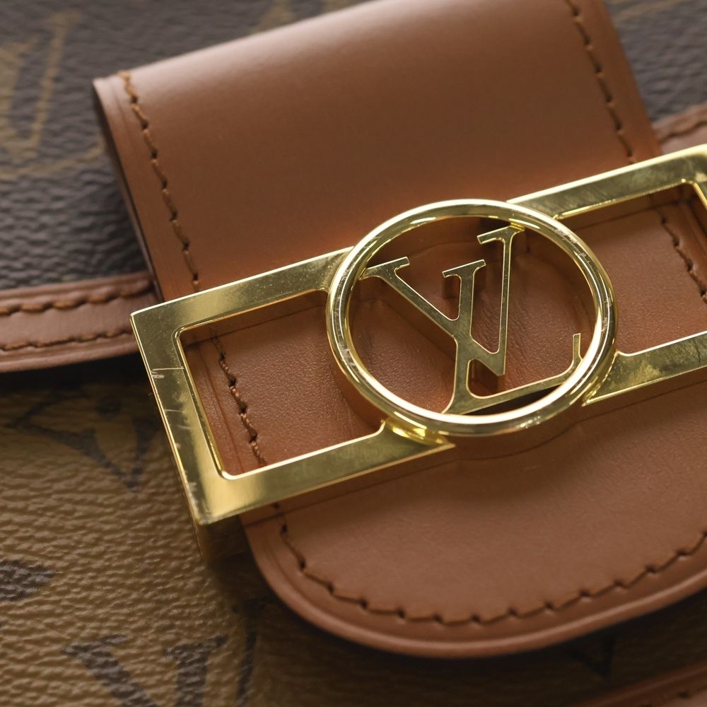 Louis Vuitton Monogram Reverse Dauphine Mini Shoulder Bag Brown Leather Gold — view 5