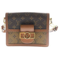 Louis Vuitton Monogram Reverse Dauphine Mini Shoulder Bag Brown Leather Gold