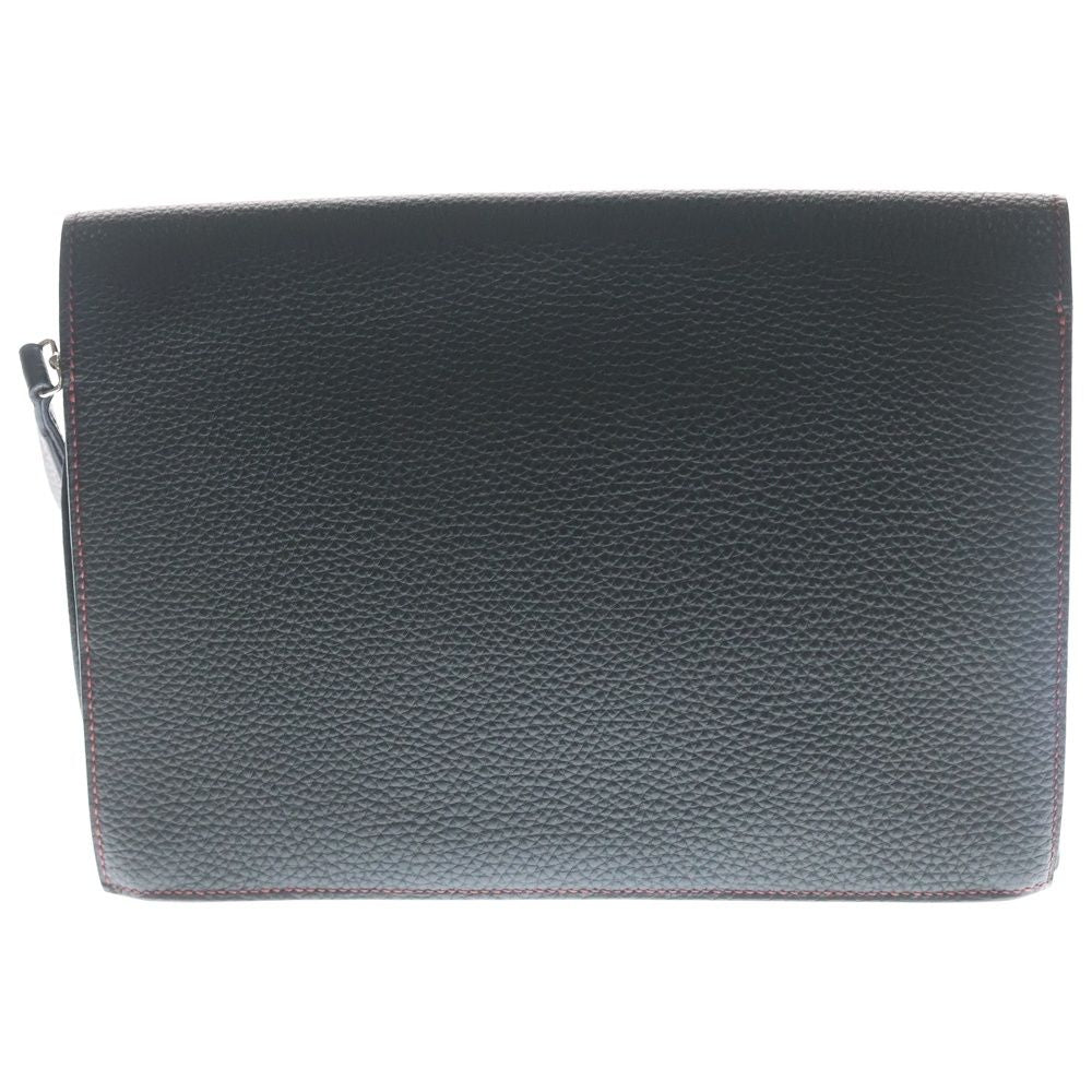 Hermes Sac a Depeches 24 Togo Leather Clutch Second Silver Black — view 2
