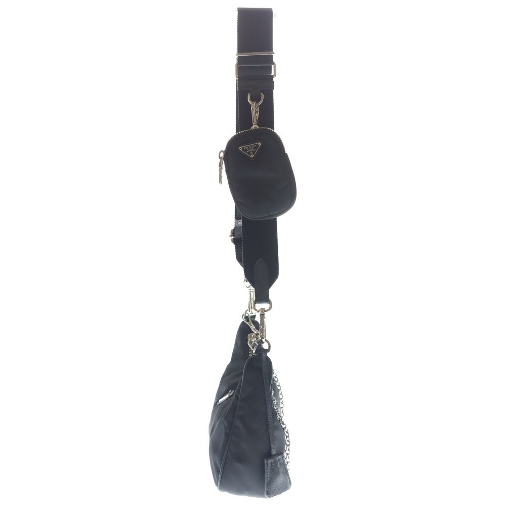 Prada Re Edition Nylon Chain Shoulder Bag Silver Black — view 3