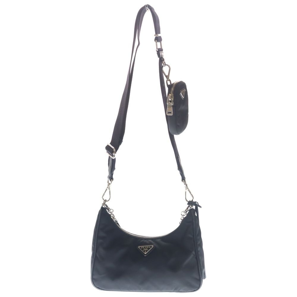 Prada Re Edition Nylon Chain Shoulder Bag Silver Black