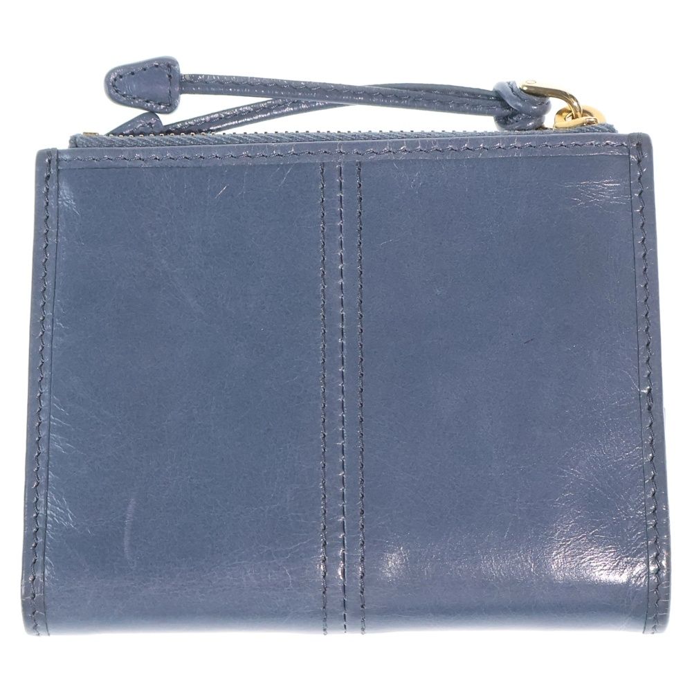 Prada Bifold Wallet Compact Coin Case Aviator Blue Soft Looks Leather Gold — view 2