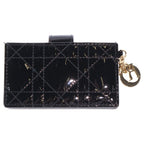 Dior Cannage Card Case Business Holder Black Patent Gold — view 2