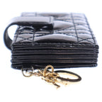 Dior Cannage Card Case Business Holder Black Patent Gold — view 3