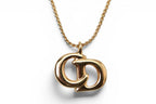 Dior Necklace Vintage CD Logo Motif Gold