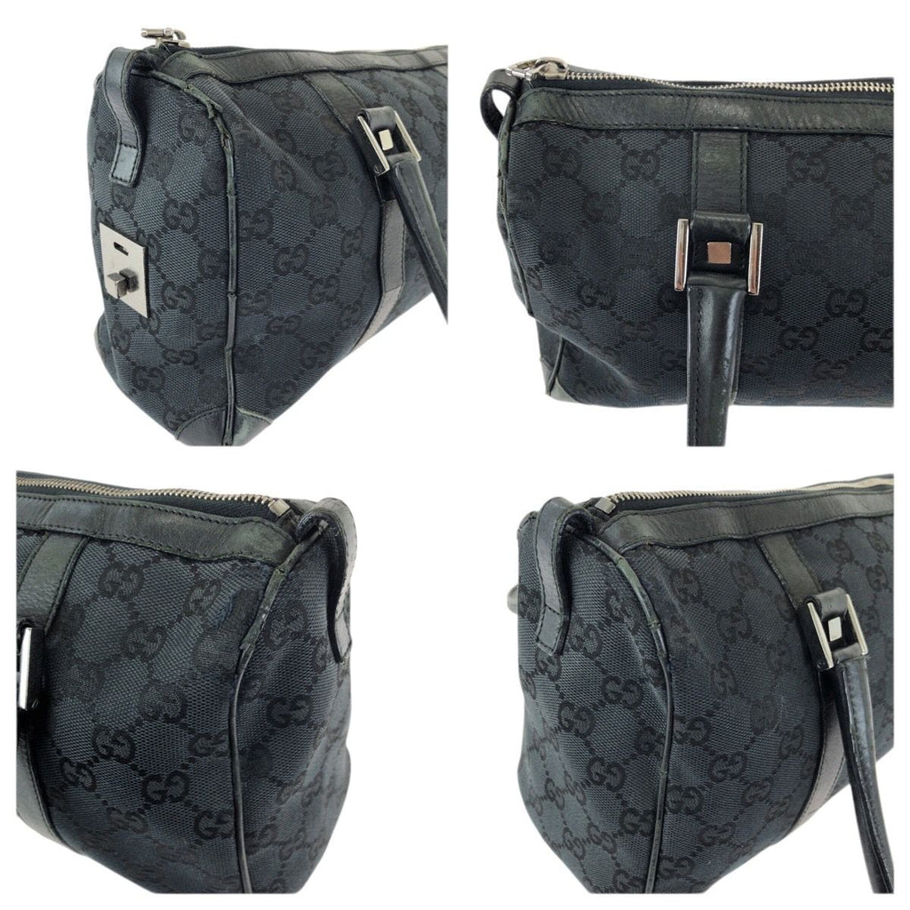 Gucci Black Silver GG Canvas Leather 000 Mini Boston Bag — view 5