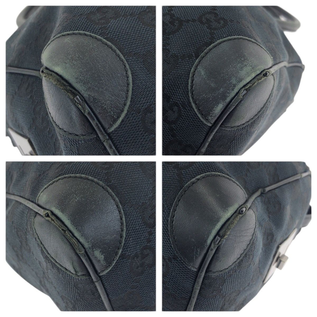 Gucci Black Silver GG Canvas Leather 000 Mini Boston Bag — view 3
