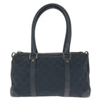 Gucci Black Silver GG Canvas Leather 000 Mini Boston Bag