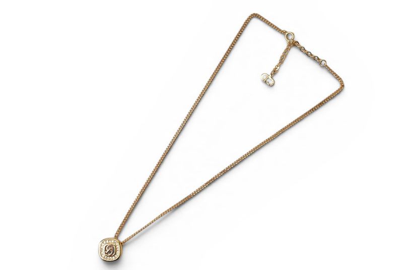 Dior Necklace Vintage CD Logo Rhinestone Gold — view 2