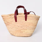 Celine Hand Bag Handbag Basket Bag Beige Wine Red Leather — view 3