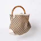 Gucci Bamboo 2-Way Hand Bag Handbag GG Canvas Beige Ivory — view 4