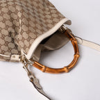 Gucci Bamboo 2-Way Hand Bag Handbag GG Canvas Beige Ivory — view 8